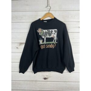 Vintage Tultex Sweatshirt Mens XL Black Pullover Got Candy Halloween Graphic 90s